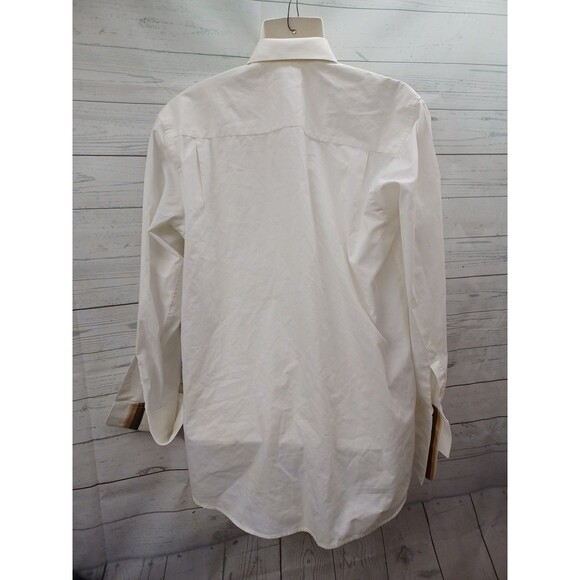 Daniel Ellissa Mens Dress Shirt Ivory French Cuff Contrast Collar 16.5 / 34-35 - Picture 3 of 6